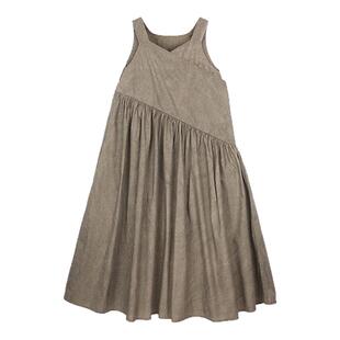 小小大星球童装 艺术感斜剪裁脏染连衣裙 夏季女童文艺大裙摆裙子