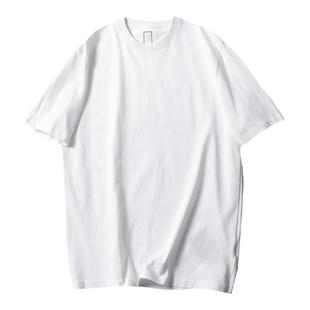 英单大码宽松街舞BBOY黑白圆领纯色打底衫短袖男女情侣棉质T恤潮