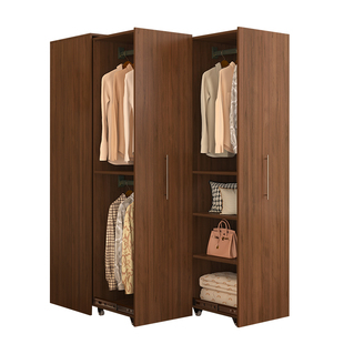 实木抽拉衣柜可移动侧开门家用卧室推拉柜储物立柜夹缝衣柜子9A88