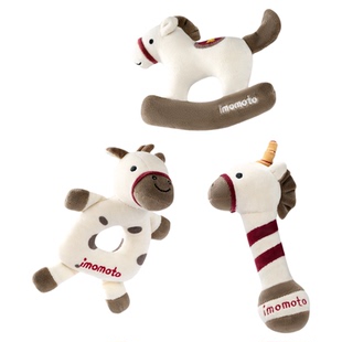 婴儿摇铃宝宝抓握摇铃婴儿摇铃毛绒可啃咬牙胶安抚玩偶早教BB棒叫