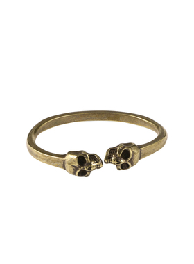 欧美韩朋克个性双骷髅头纯铜手镯