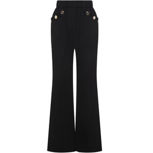 GEGINA吉吉娜秋冬季新品高腰黑色百搭休闲裤干练气质显瘦喇叭裤