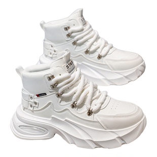 欧洲站男鞋2026年新款冬季男士高帮厚底小白鞋百搭休闲潮流老爹鞋