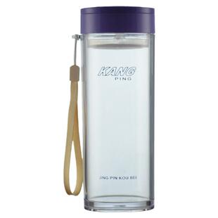 康平塑料杯AS透明加厚泡茶杯隔热防摔便携杯子男女学生提绳密封杯