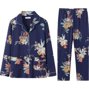 送礼新款礼盒装睡衣女纯棉长袖春秋款开衫大码全棉秋冬家居服套装