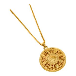 金包银八宝罗盘福字真言吊坠时来运转平安转运珠镂空圆盘项坠项链