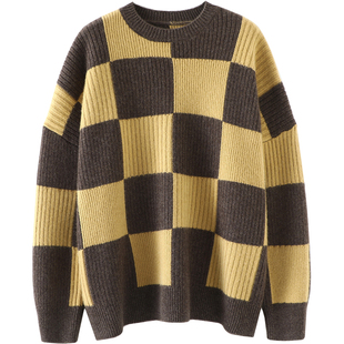 优雅旋律~重磅加厚原版秋冬新款100%山羊绒衫女纯羊绒毛衣棋盘格