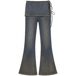 【杨幂同款】Miss Sixty2025冬季新款牛仔裤女复古叠穿修身喇叭裤