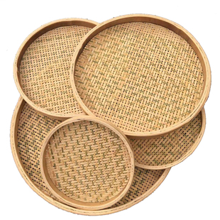 竹编制品大全家用簸箕细孔茶叶簸箕镂空日式编织圆米筛装饰竹圈