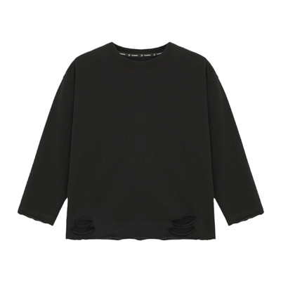 派町童装男童T恤儿童秋装2025新款破洞纯棉长袖T恤纯色百搭春季款