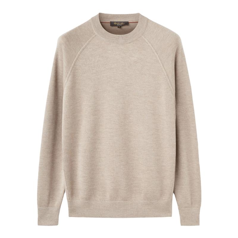 LoroPiana/诺悠翩雅男士针织衫羊绒羊毛真丝混纺带状图案宽松新款