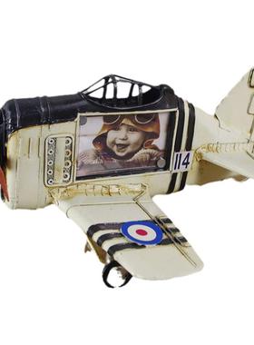 复古风铁皮飞机两用儿童房摆件