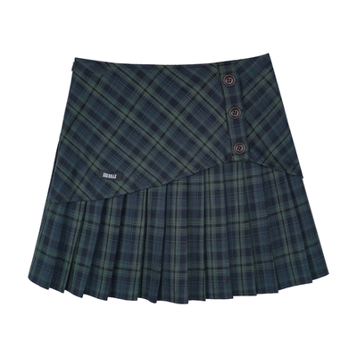 SagiDolls少女斗志巨百搭!#夜间浪漫#墨绿格复古学院风百褶裙JK冬