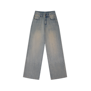 ablueberry 专柜热销 闪钻水洗牛仔裤女高腰辣妹直筒带钻爆闪长裤