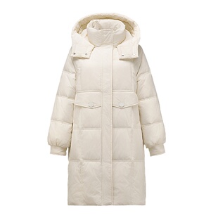 2025新款羽绒服女秋冬中长款常规宽松连帽白鸭绒时尚小个子外套潮