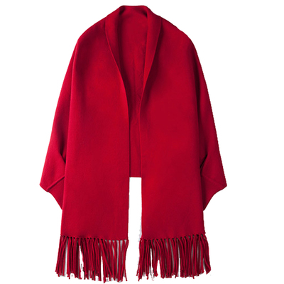 羊绒纯色喜婆婆妈妈旗袍两用披肩