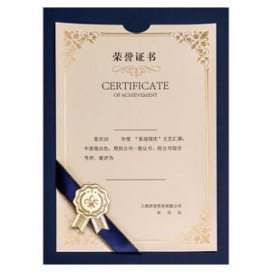 高级感荣誉证书定制金边丝带奖状A4纸可打印内芯内页通用商务颁奖表彰幼儿园小学生优秀员工高档封皮外壳封套