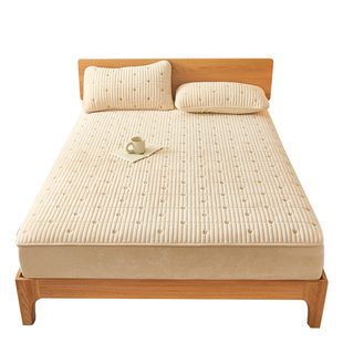 冬季牛奶绒床笠加厚夹棉1米5床的席梦思床垫套加绒床罩防滑单双人