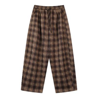 格子加绒休闲裤韩系高腰