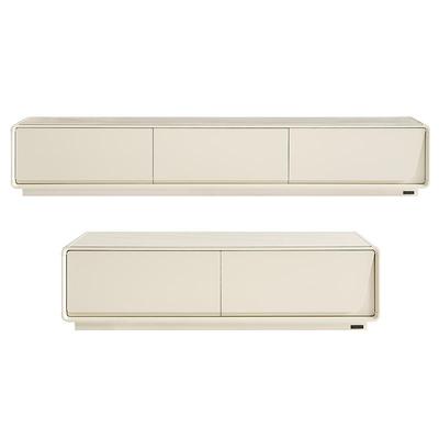 全友家居奶油钢化玻璃茶几电视柜