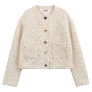 出货中章章 肌理感花纱羊毛小香风毛呢加厚上衣