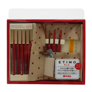 日本广岛Tulip郁金香钩针 ETIMO艾特莫 珊瑚红TED钩织工具套装