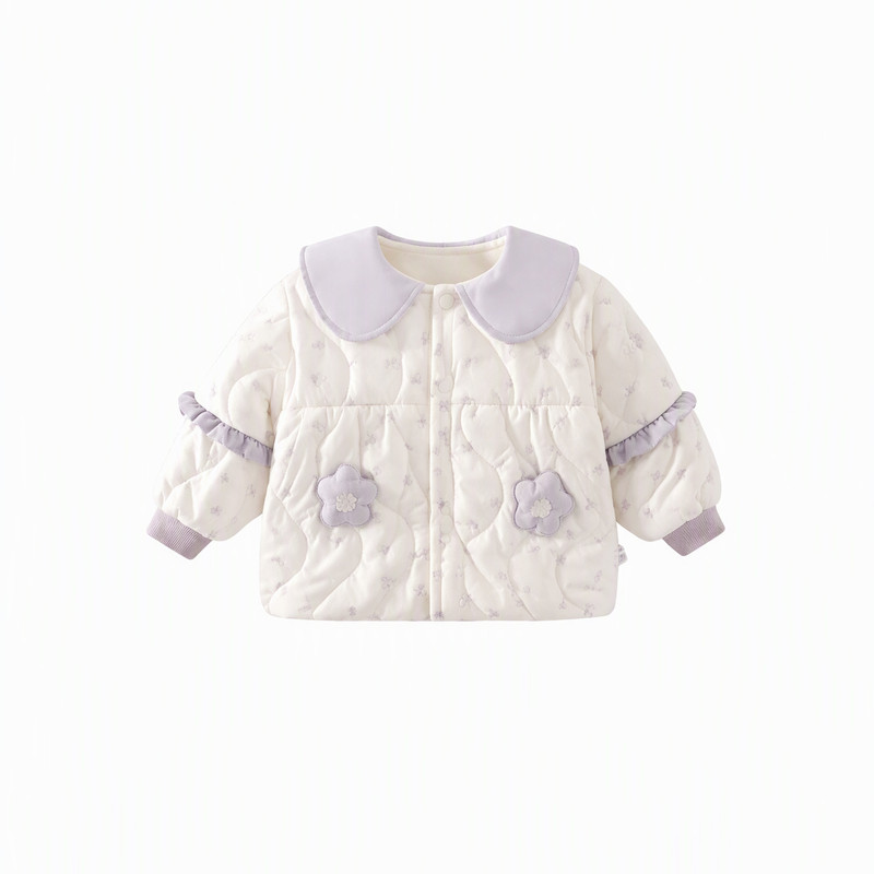 女童娃娃领碎花夹棉加厚保暖棉服