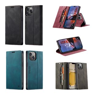 适用iPhone14proMax手机壳苹果14Plus带翻盖插卡皮套ip14por全包保护防摔软壳purse wallet case商务男士新品