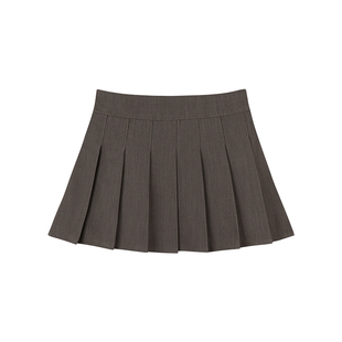 Amybaby女童裙子春夏季2026新款纯色简约百搭半身裙A字裙百褶裙