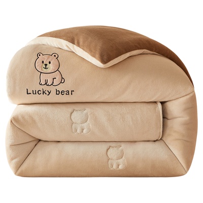 无印良品冬季牛奶绒毛毯被子水洗