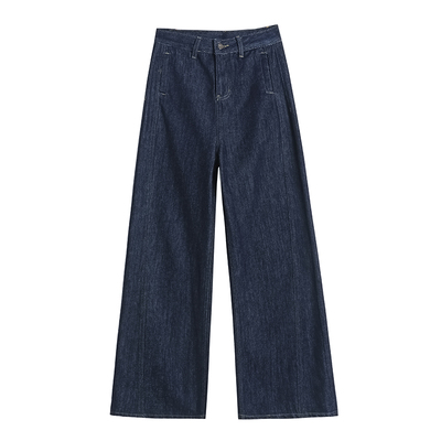 复古蓝阔腿裤女秋冬2025新款