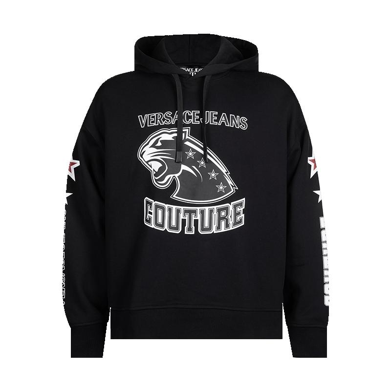 Versace/范思哲男logo印花全棉套头加绒连帽衫男士XY精选