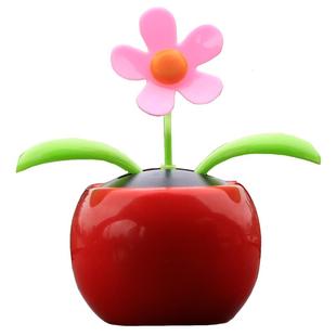 2025新款汽车内可爱太阳能摆件苹果花摇头摆动创意中控台装饰公仔