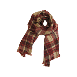 红色格子仿羊绒围巾女秋冬百搭保暖格纹学生圣诞礼物双面围脖披肩