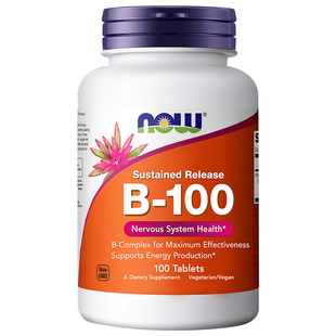 NOW诺奥维生素b100复合11种vB族缓释片b2/b3/b6/b12肌醇美国进口