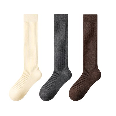 派米女士羊毛小腿袜无骨堆堆袜