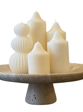 酒红色香薰蜡烛高档浪漫氛围装饰摆件新年节日喜庆蜡烛托盘套餐