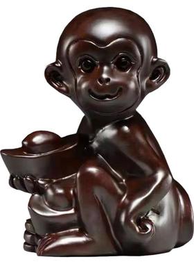 黑檀木猴子摆件12生肖风水工艺品