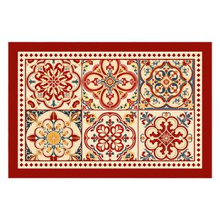 喜上花田复古红色新年丝圈入户门口外地垫耐脏免洗自由裁剪脚垫