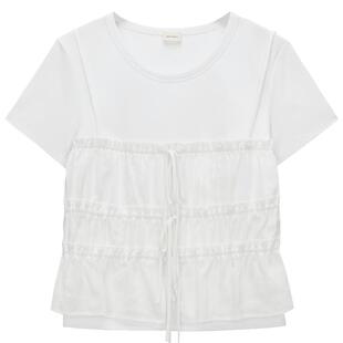 OCHIRLY欧时力  丝光圆领短袖t恤配系带背心设计感高级夏