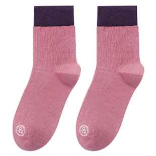 鹿人女袜秋冬款纯棉高筒袜舒适简约撞色新疆长绒棉条纹长袜女3129