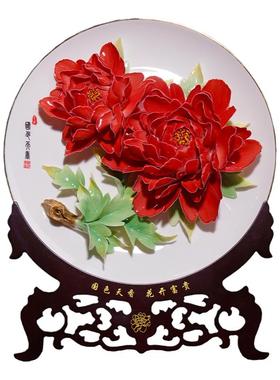 夫己创意手工陶瓷花博古架挂盘