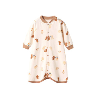 婴儿睡衣秋冬宝宝睡袍纯棉a类睡袋长袖婴幼儿衣服睡裙春秋暖气房