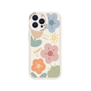 新款腕带适用苹果16手机壳15PROMAX防摔12mini支架软壳7女网红/14/13硅胶iphonexr全包8plus保护套彩色花朵