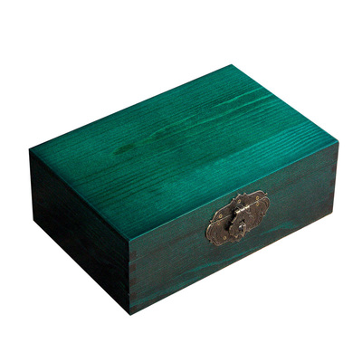 实木木质复古带锁首饰盒