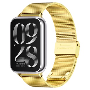 适用小米手环9Pro/8Pro表带红米手表6/5/4表带金属连接器小码米兰尼斯腕带不锈钢带磁吸手表带配件真皮替换