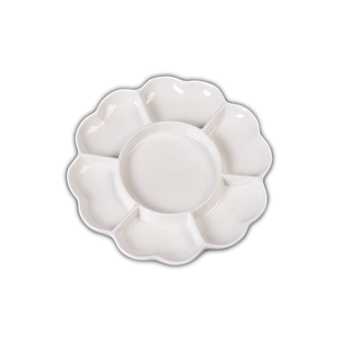 调色盘水彩陶瓷调色板美术生专用大号水粉画画调色国画水彩儿童绘画梅花型油画丙烯颜料调色盒塑料画盘工具