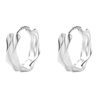 素圈耳环女高级感条纹缕空耳圈独特耳钉女小众设计感纯银针耳饰