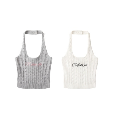 奥莉公主Uena字母刺绣挂脖吊带