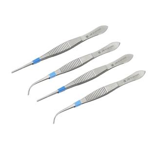 上海金钟眼科镊子10cm直头弯头有横齿有钩眼用镊双眼皮镊子无镀层